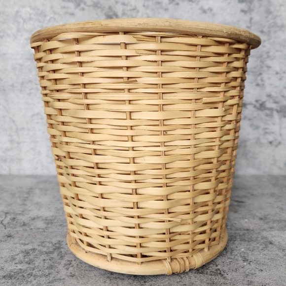 Vintage 70's handmade shell art tri floral Wicker basket vase retro unique - Picture 8 of 12